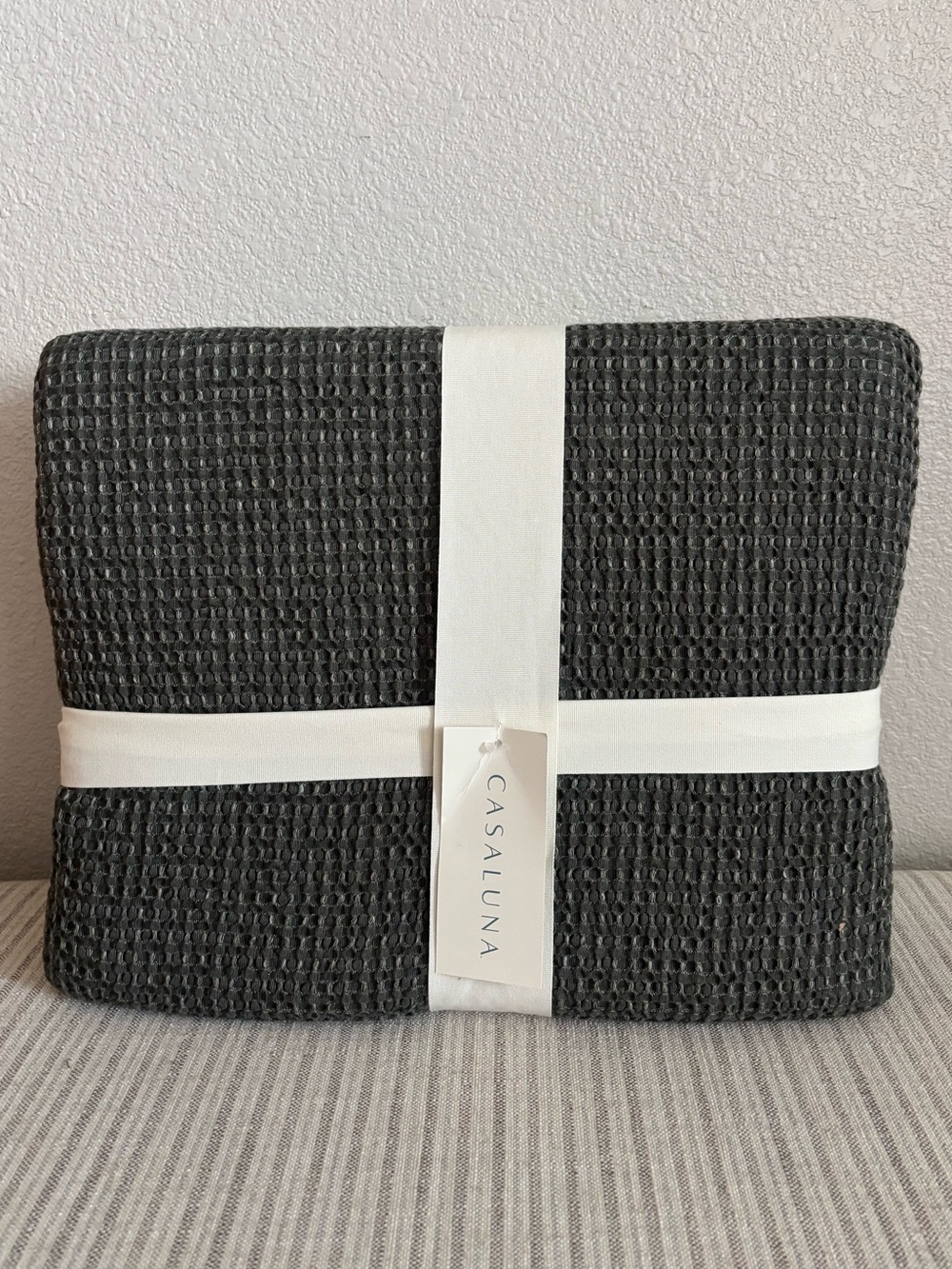 NWT King Plus Textured Waffle Coverlet Olive Green - Casaluna
